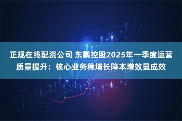 正规在线配资公司 东鹏控股2025年一季度运营质量提升：核心业务稳增长降本增效显成效